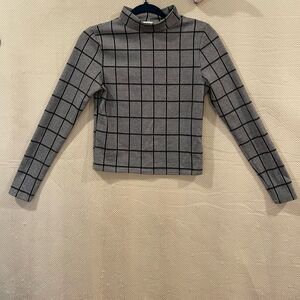 Olivia Rae Black and White Checkered Turtleneck Sweater